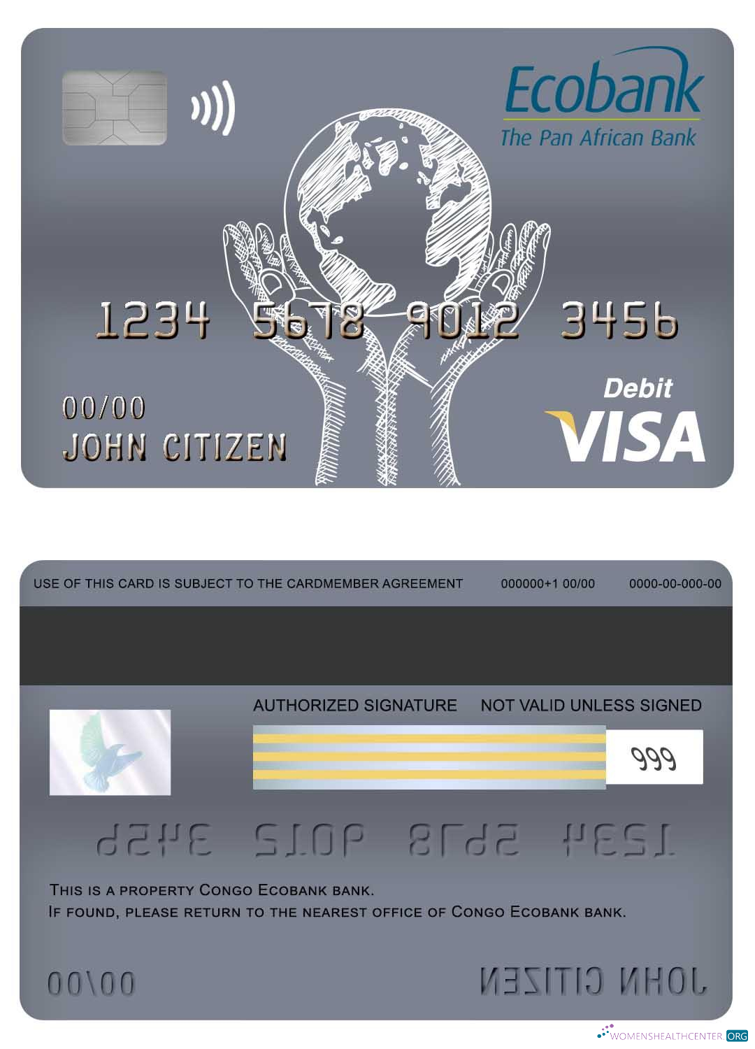 Professionelle Herunterladen Kongo Ecobank Bank Visa Debit Karte Photoshop Vorlage