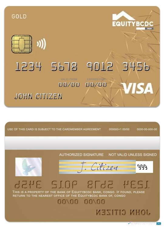 Professionelle Herunterladen Kongo EquityBCDC Bank Visa Debit Gold Karte Photoshop Vorlage