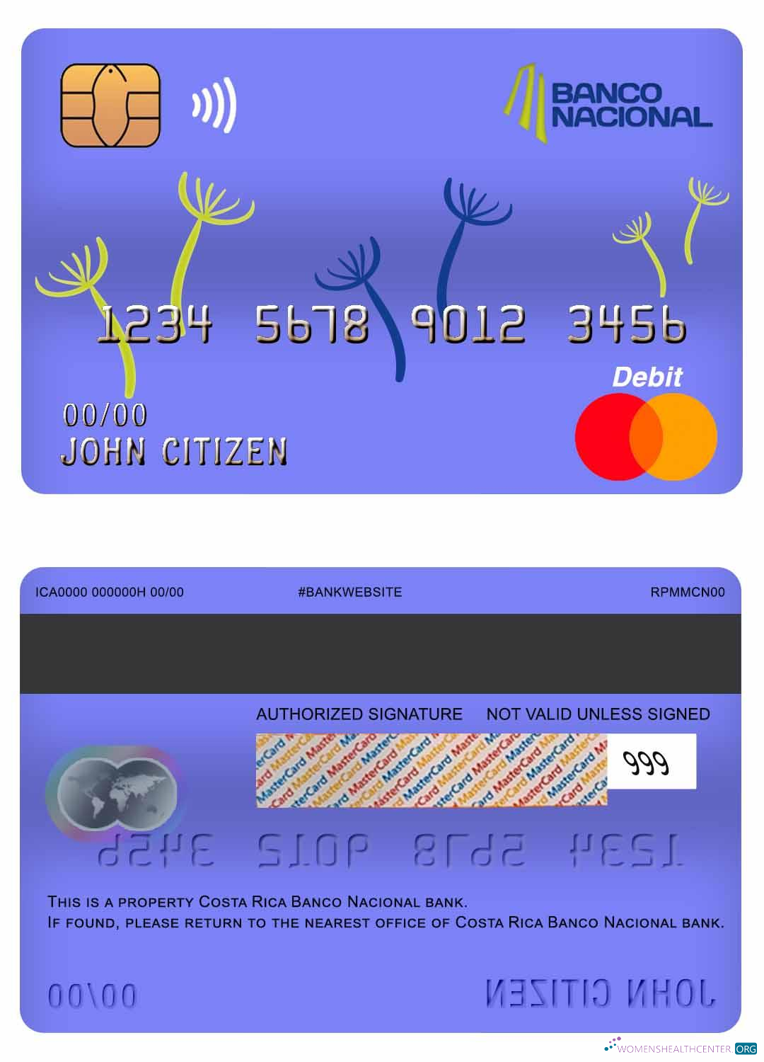 Hochwertige Herunterladen Costa Rica Banco Nacional Bank Master Debit Karte Photoshop Vorlage