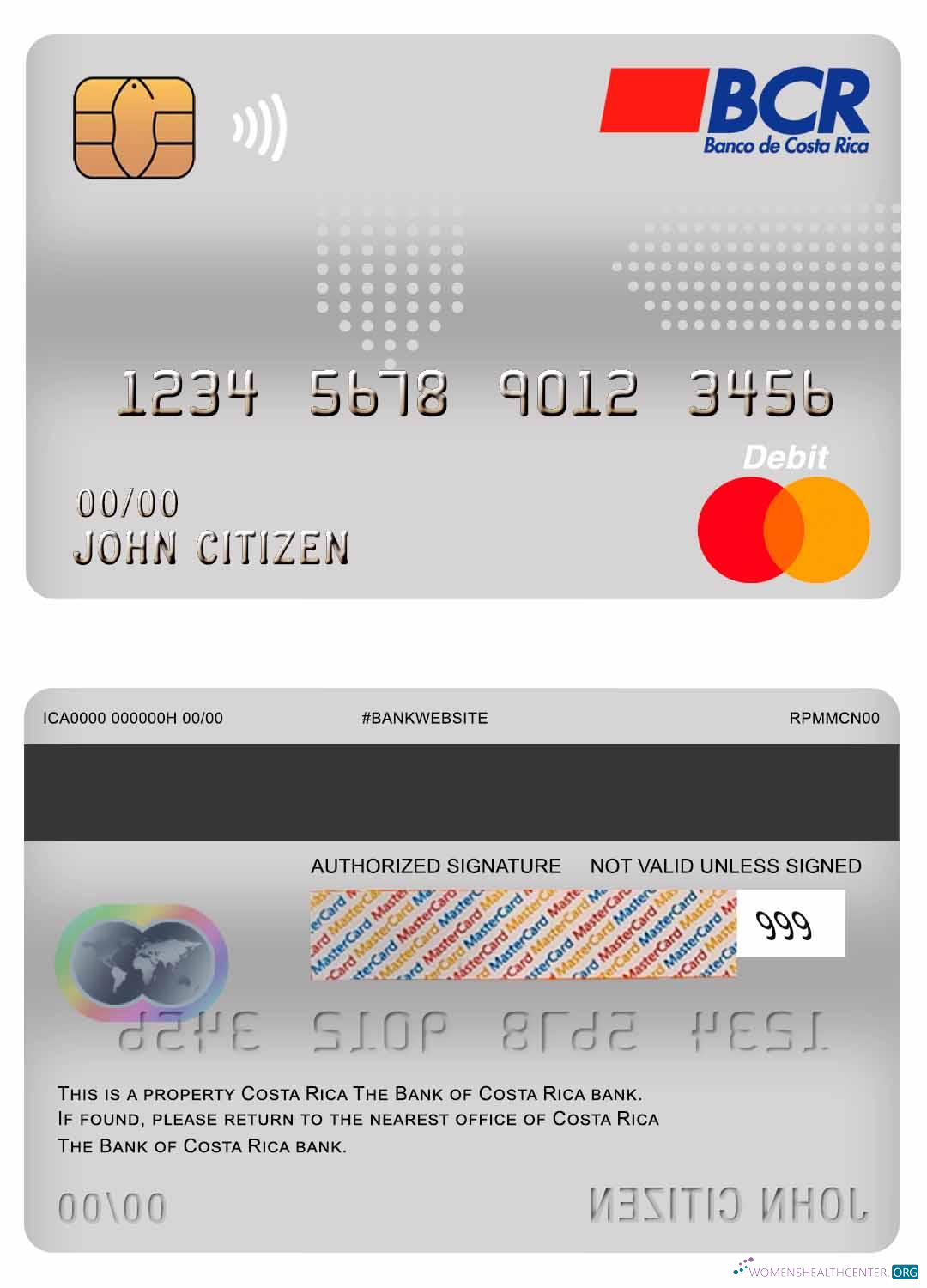 Hochwertige Herunterladen Costa Rica The Bank von Costa Rica Bank Master Debit Karte Photoshop Vorlage
