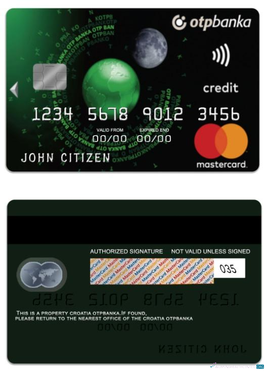Editierbare Herunterladen Kroatien OTP Banka Standard Kredit Mastercard Photoshop Vorlage