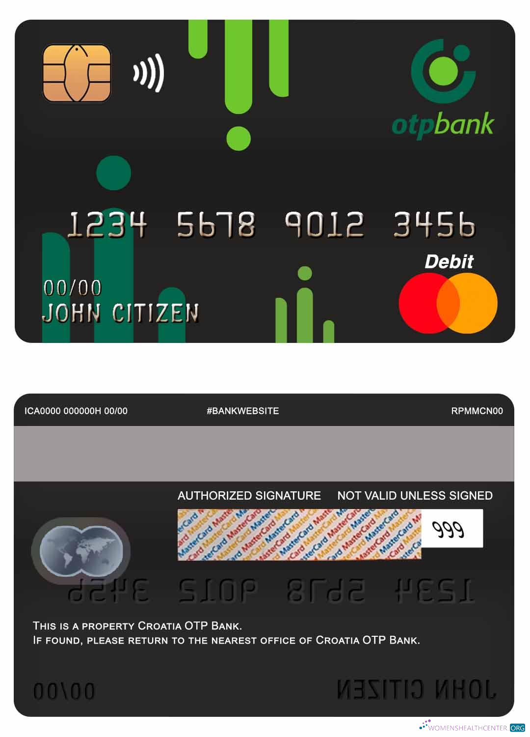 Realistische Herunterladen Kroatien OTP Bank Master Debit Karte Photoshop Vorlage