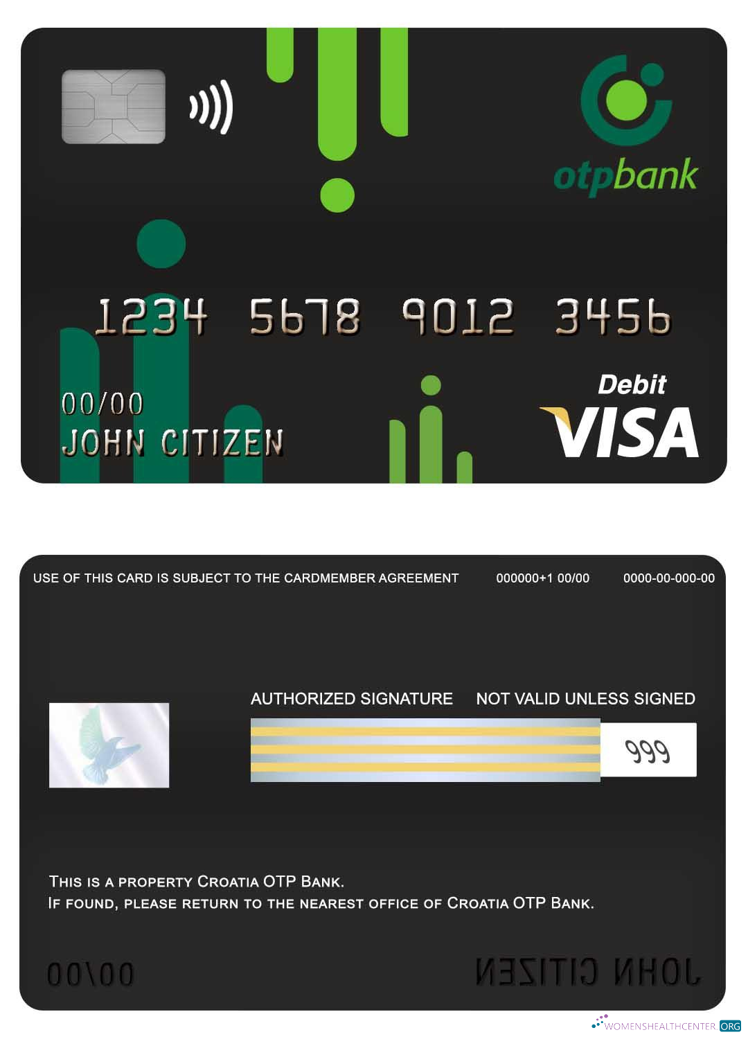 Hochwertige Herunterladen Kroatien OTP Bank Visa Debit Karte Photoshop Vorlage