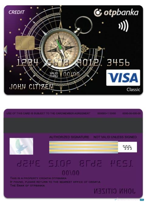 Professionelle Herunterladen Kroatien OTP Banka Visa Classic Charge Karte Photoshop Vorlage