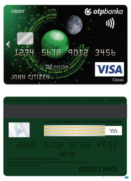 Hochwertige Herunterladen Kroatien OTP Banka Visa Classic Kredit Karte Photoshop Vorlage