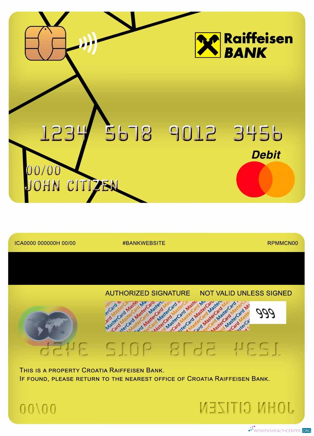 Hochwertige Herunterladen Kroatien Raiffeisen Bank Master Debit Karte Photoshop Vorlage