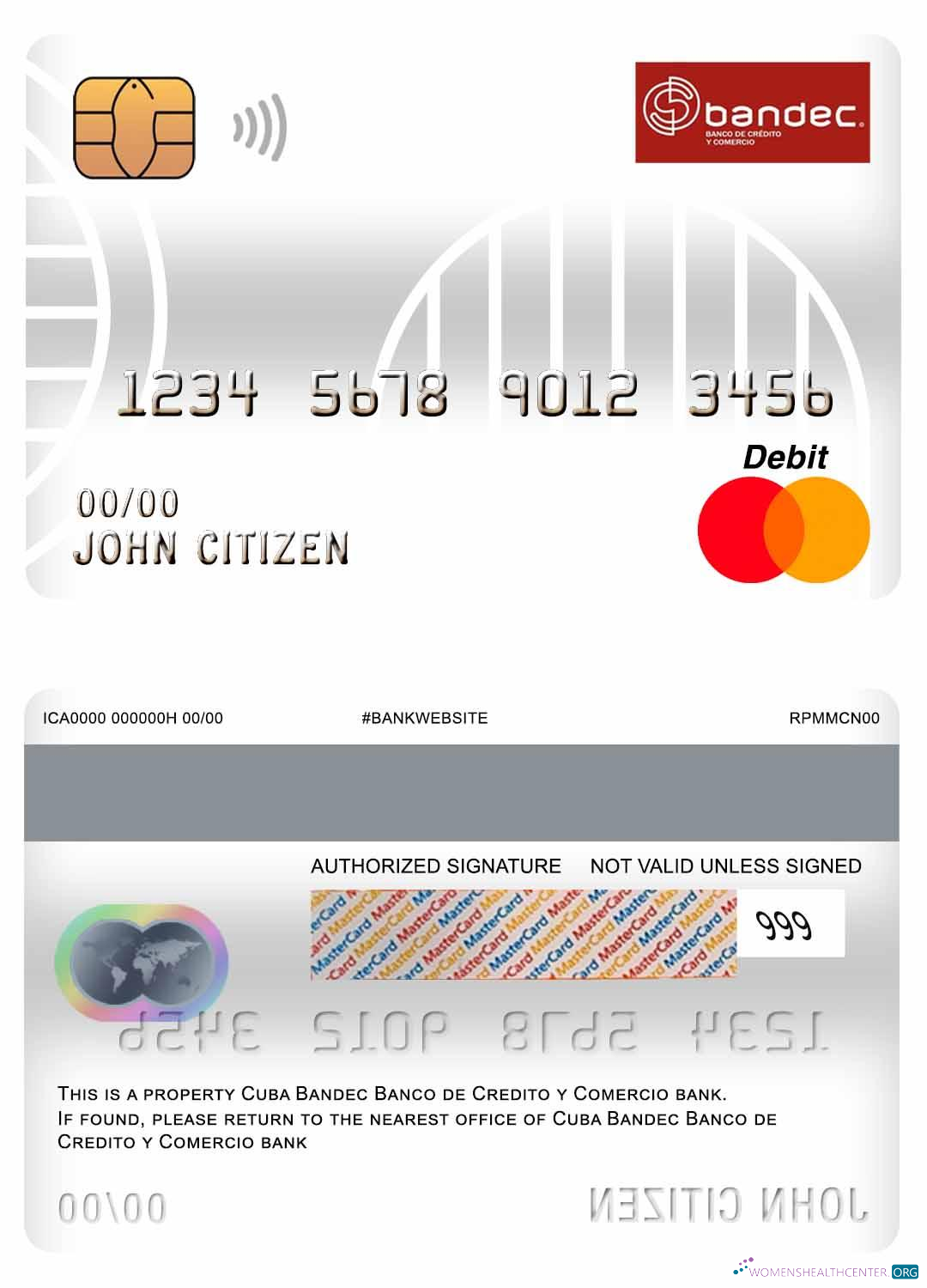 Realistische Herunterladen Kuba Bandec Banco de Credito Y Comercio Bank Master Debit Karte Photoshop Vorlage