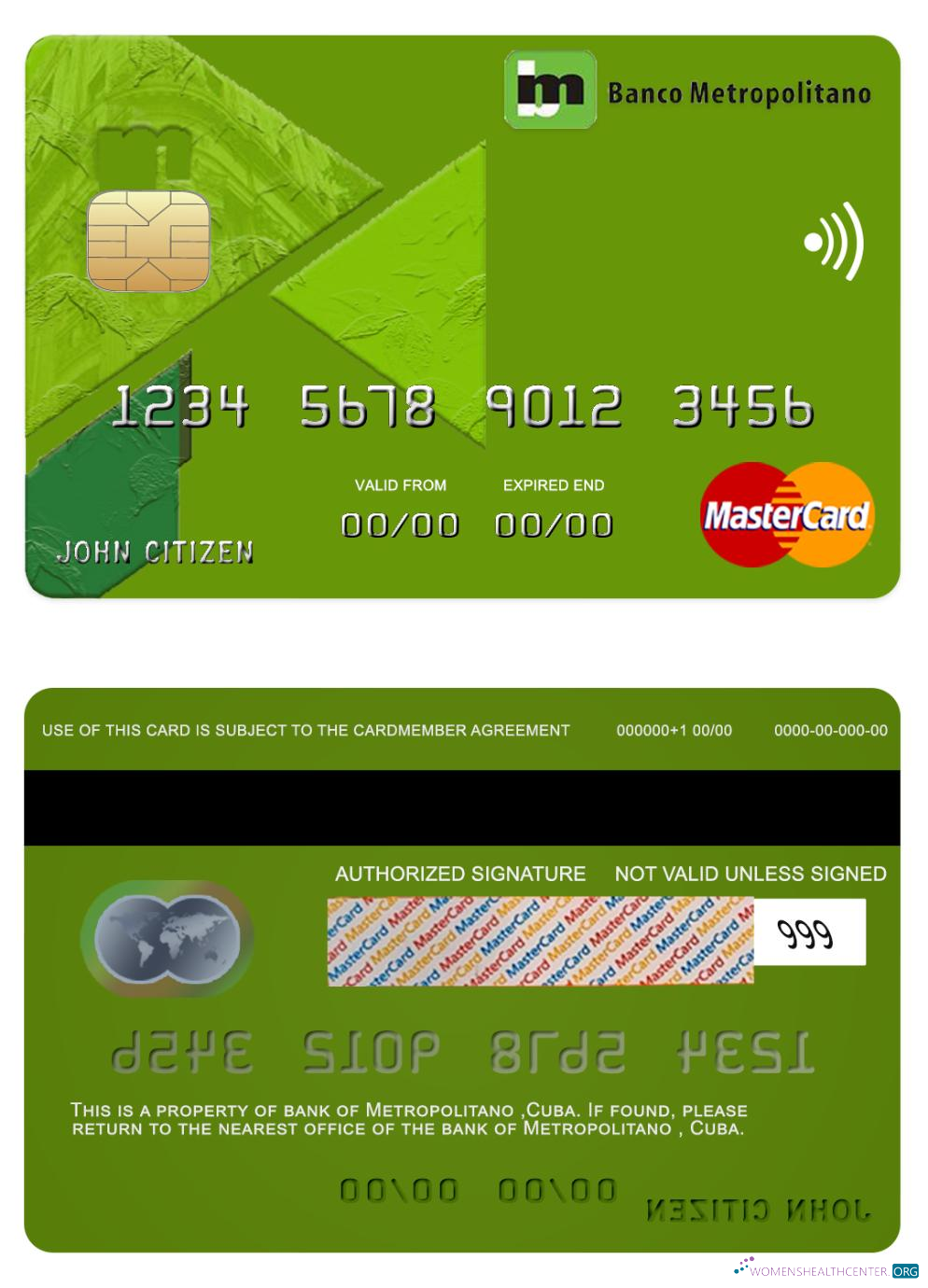 Hochwertige Herunterladen Kuba Metropolitano Bank Mastercard Photoshop Vorlage
