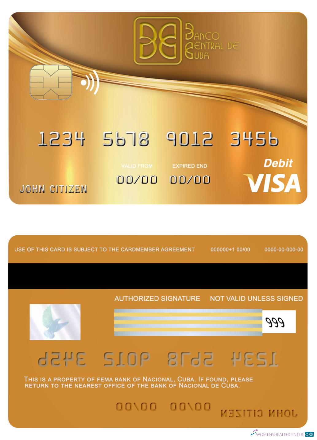 Hochwertige Herunterladen Kuba Nacional Bank Visa Karte Photoshop Vorlage