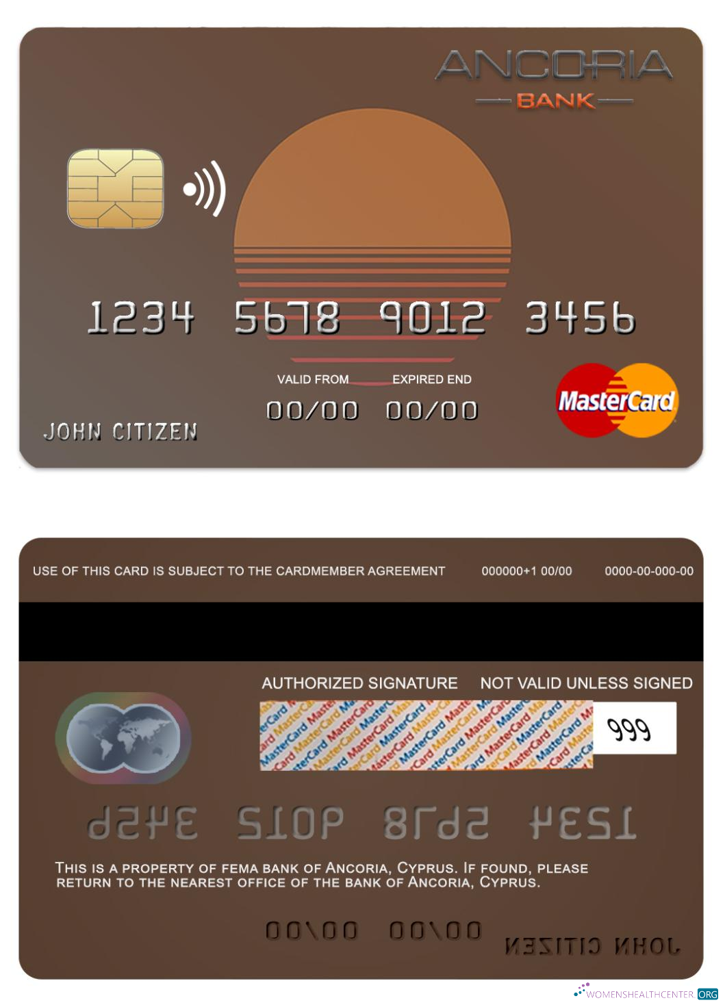 Premium Herunterladen Zypern Ancoria Bank Mastercard Photoshop Vorlage
