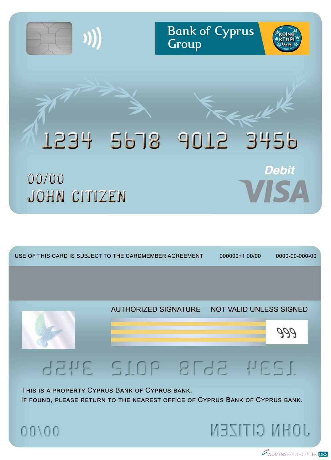 Editierbare Herunterladen Zypern Bank von Zypern Visa Debit Karte Photoshop Vorlage