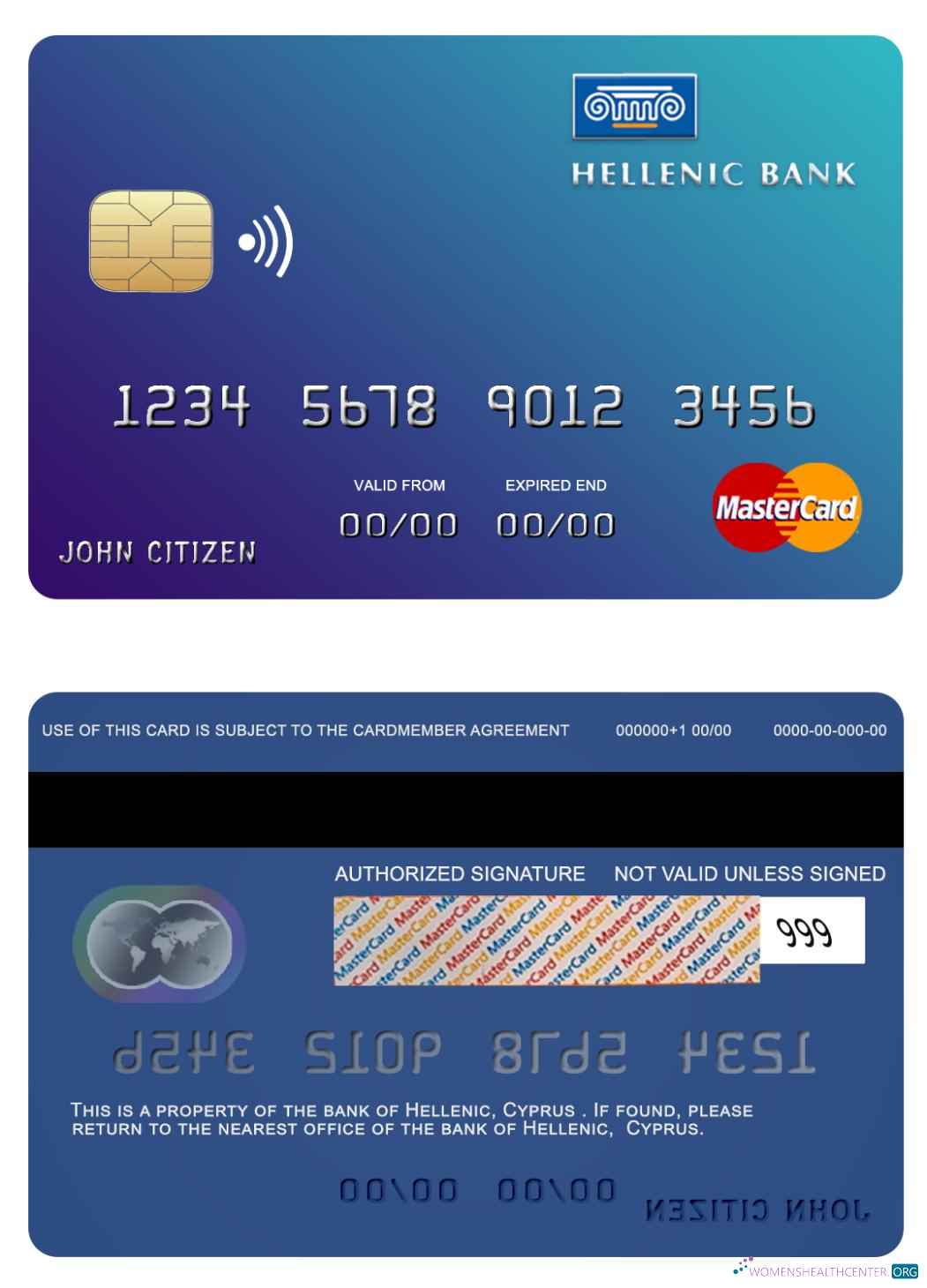 Hochwertige Herunterladen Zypern Hellenic Bank Mastercard Photoshop Vorlage