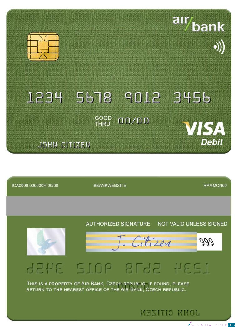 Professionelle Herunterladen Tschechien Air Bank Visa Debit Karte Photoshop Vorlage