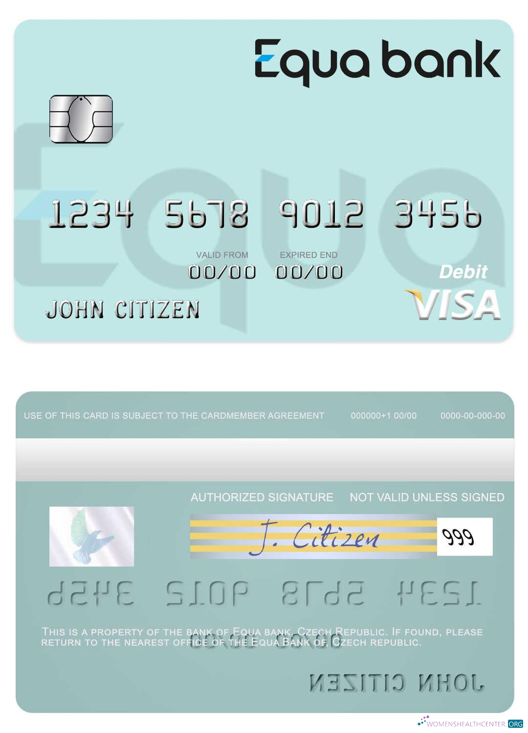 Premium Herunterladen Tschechien Equa Bank Visa Debit Karte Photoshop Vorlage