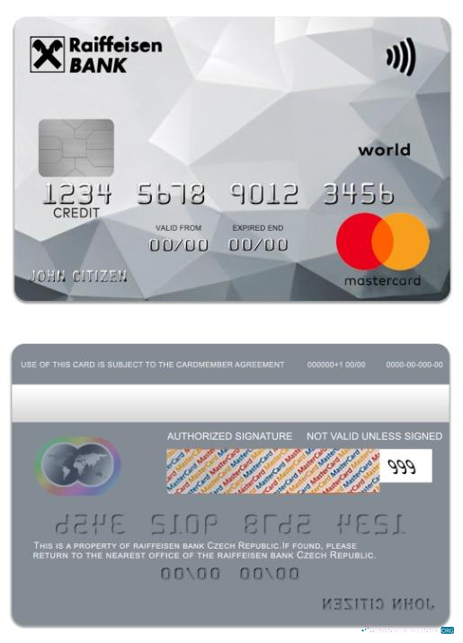 Premium Herunterladen Tschechien Republik Raiffeisen Bank World Kredit Mastercard Photoshop Vorlage
