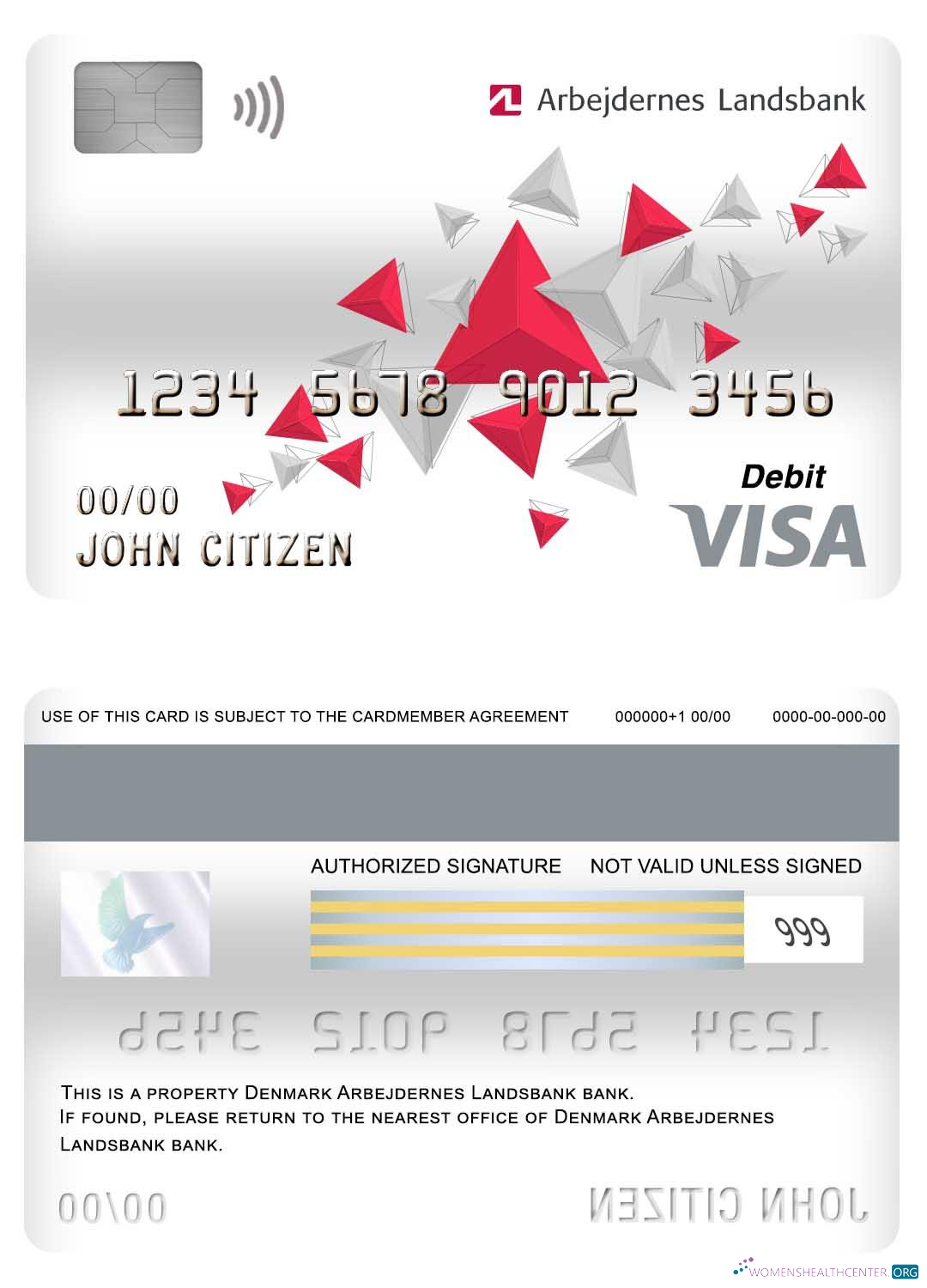 Hochwertige Herunterladen Dänemark Arbejdernes Landsbank Bank Visa Debit Karte Photoshop Vorlage