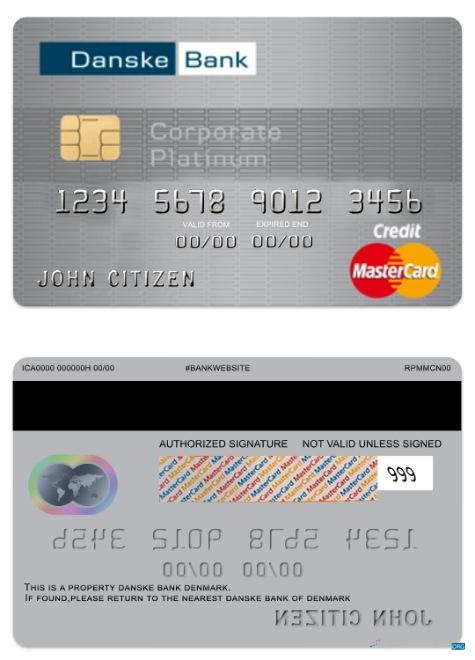 Hochwertige Herunterladen Dänemark Danskebank Kredit Firmen Platin Mastercard Photoshop Vorlage