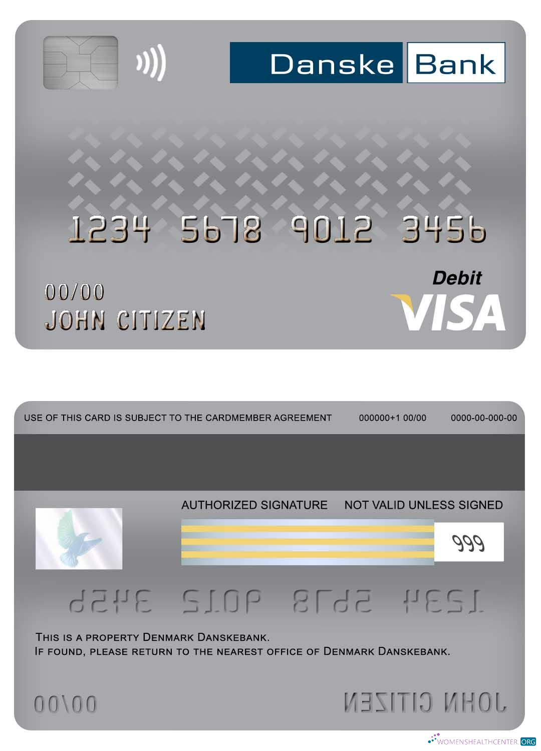 Realistische Herunterladen Dänemark Danskebank Visa Debit Karte Photoshop Vorlage