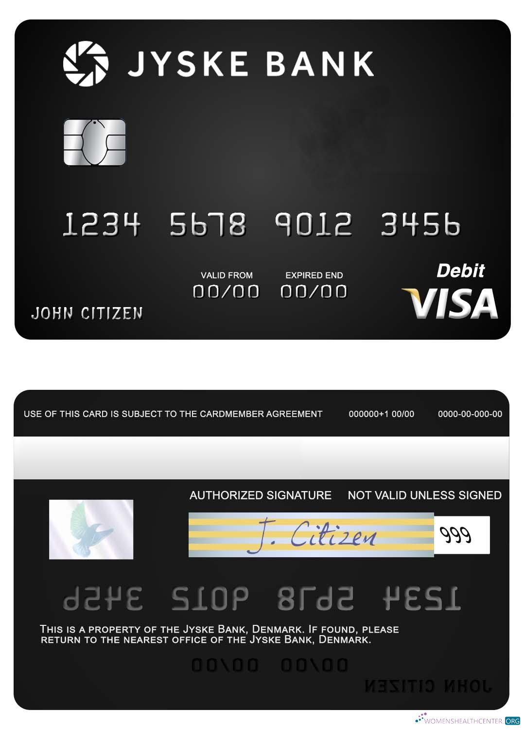 Editierbare Herunterladen Dänemark Jyske Bank Visa Debit Karte Photoshop Vorlage