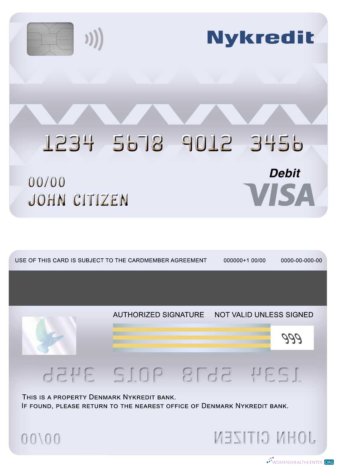Editierbare Herunterladen Dänemark Nykredit Bank Visa Debit Karte Photoshop Vorlage