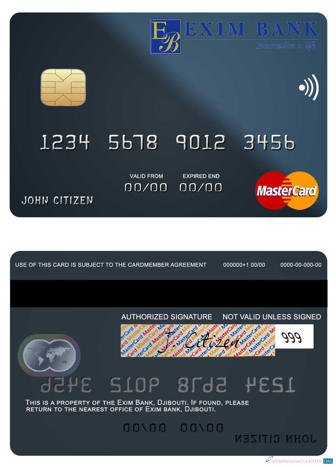 Editierbare Herunterladen Dschibuti Exim Bank Mastercard Photoshop Vorlage
