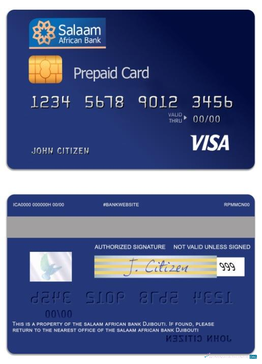 Premium Herunterladen Dschibuti The Salaam African Bank Visa Prepaid Karte Photoshop Vorlage