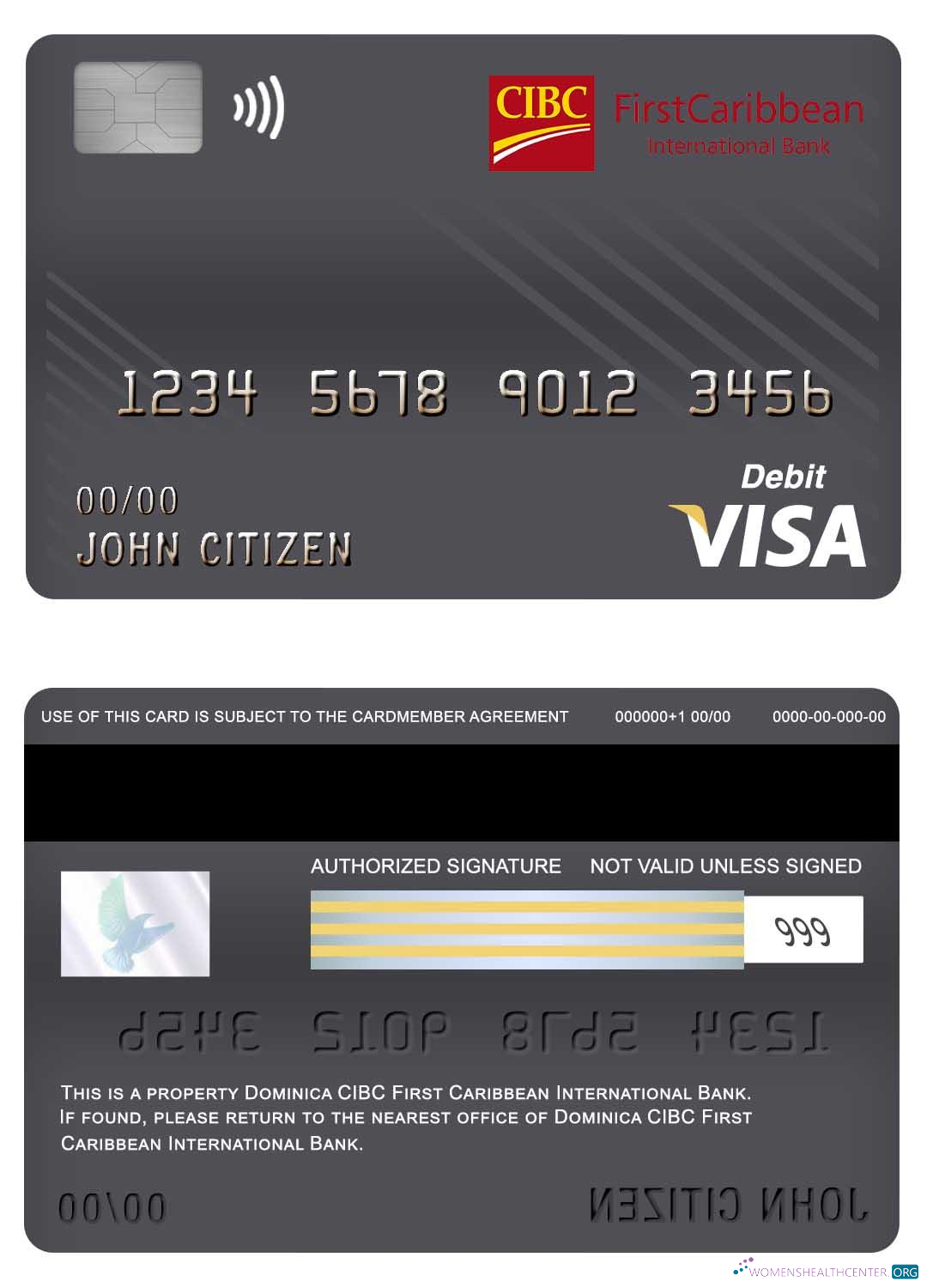 Hochwertige Herunterladen Dominica CIBC Erste Caribbean Internationale Bank Visa Debit Karte Photoshop Vorlage