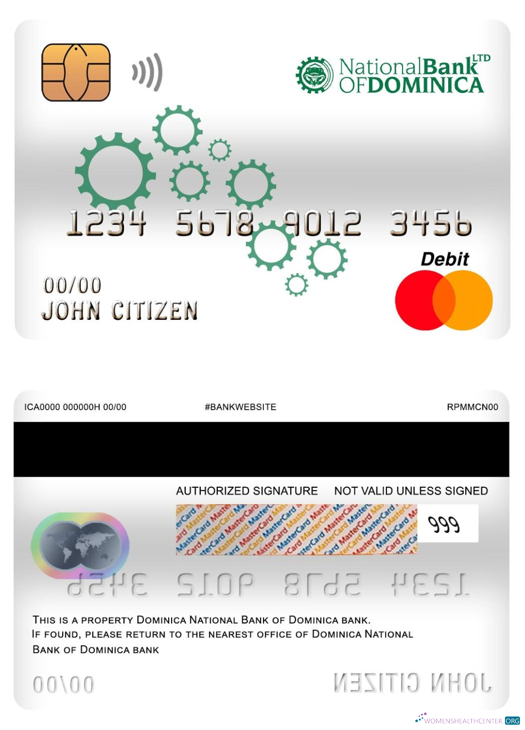 Professionelle Herunterladen Dominica National Bank von Dominica Bank Master Debit Karte Photoshop Vorlage