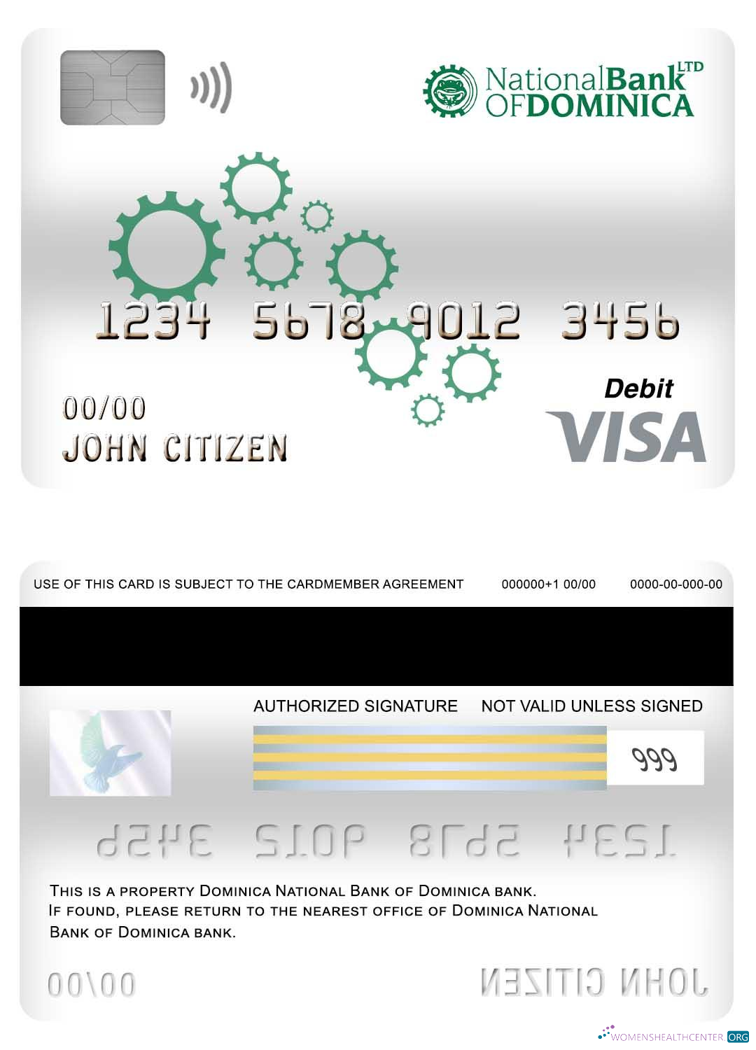 Realistische Herunterladen Dominica National Bank von Dominica Bank Visa Debit Karte Photoshop Vorlage