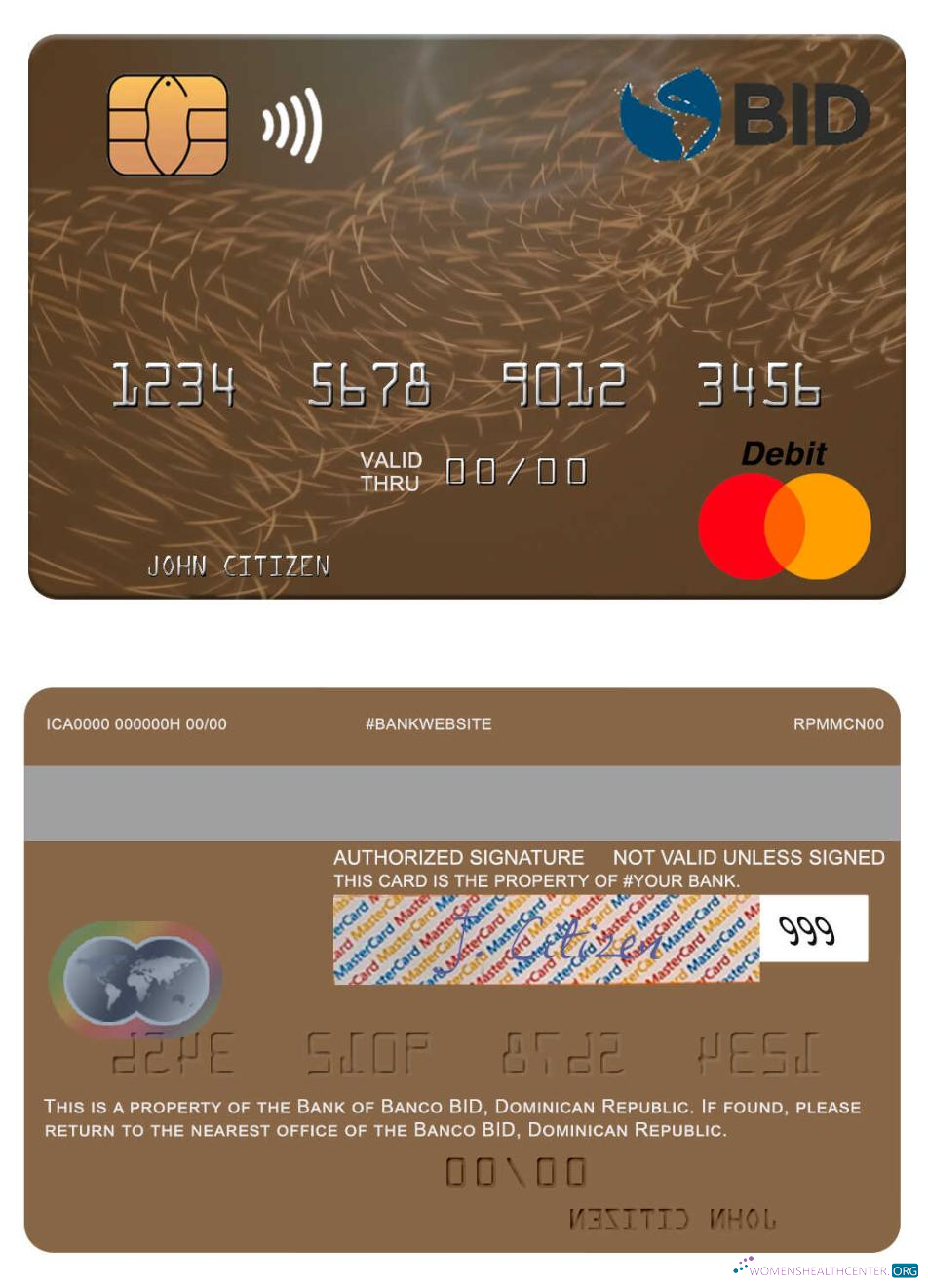 Hochwertige Herunterladen Dominikanische Republik Banco BID Mastercard Photoshop Vorlage