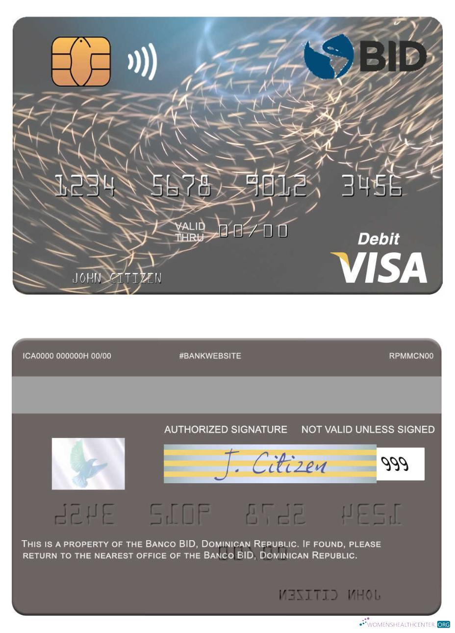 Premium Herunterladen Dominikanische Republik Banco BID Visa Debit Karte Photoshop Vorlage