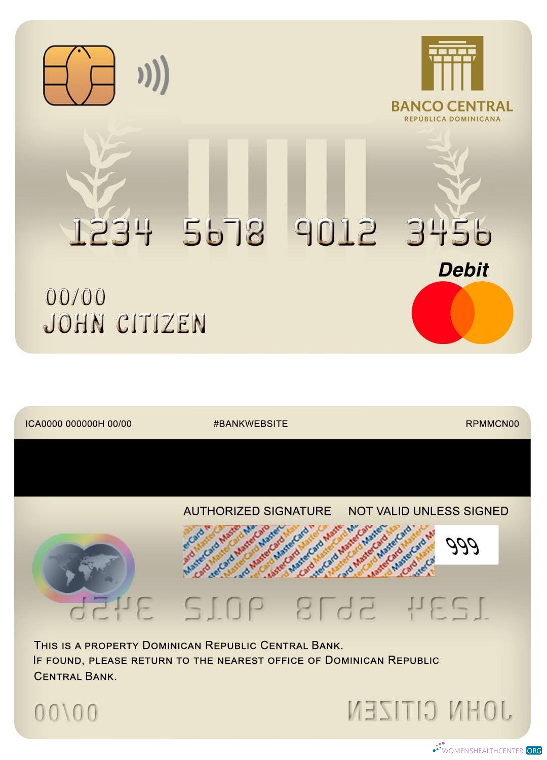 Realistische Herunterladen Dominikanische Republik Zentral Bank Master Debit Karte Photoshop Vorlage