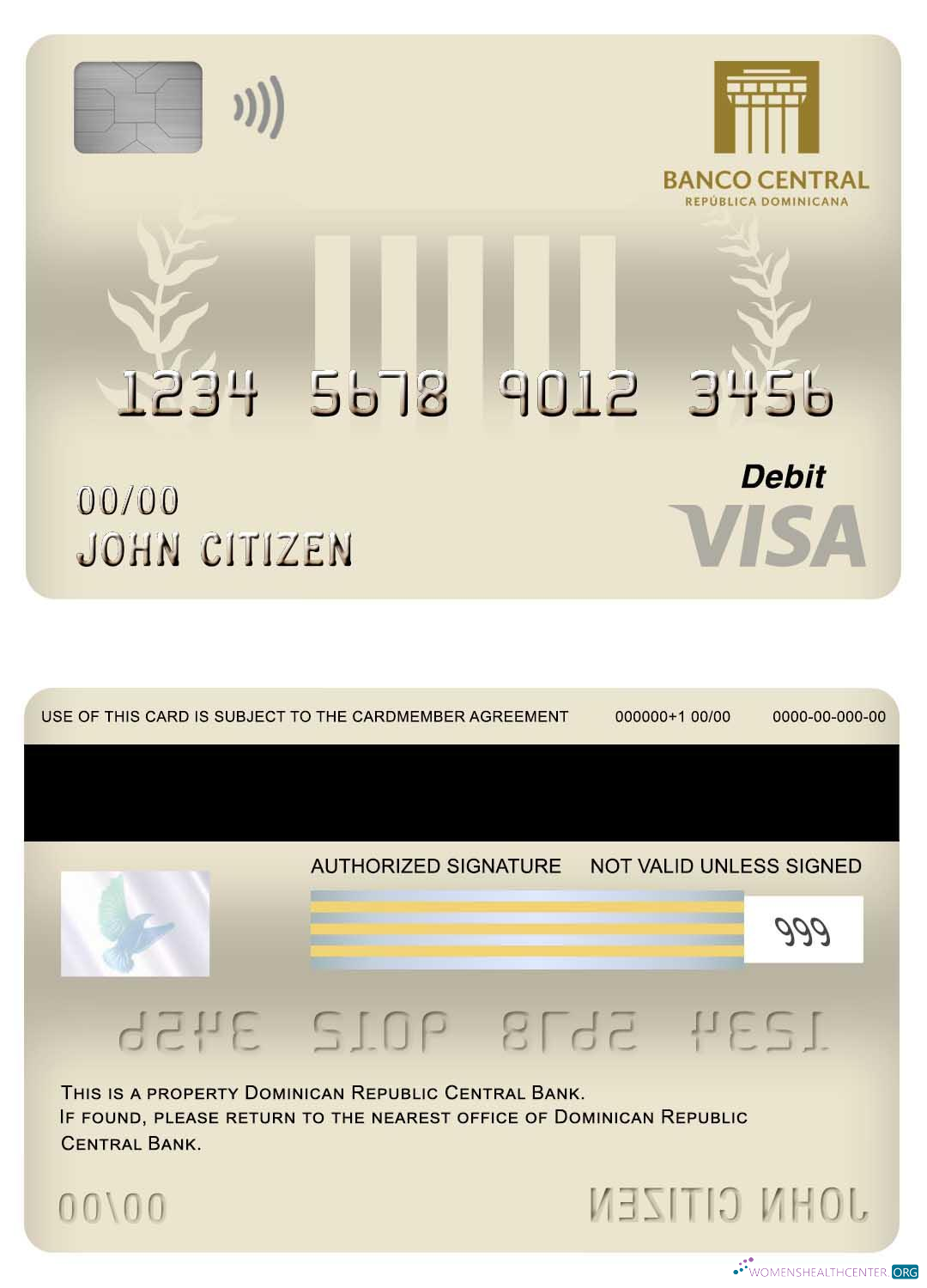 Realistische Herunterladen Dominikanische Republik Zentral Bank Visa Debit Karte Photoshop Vorlage