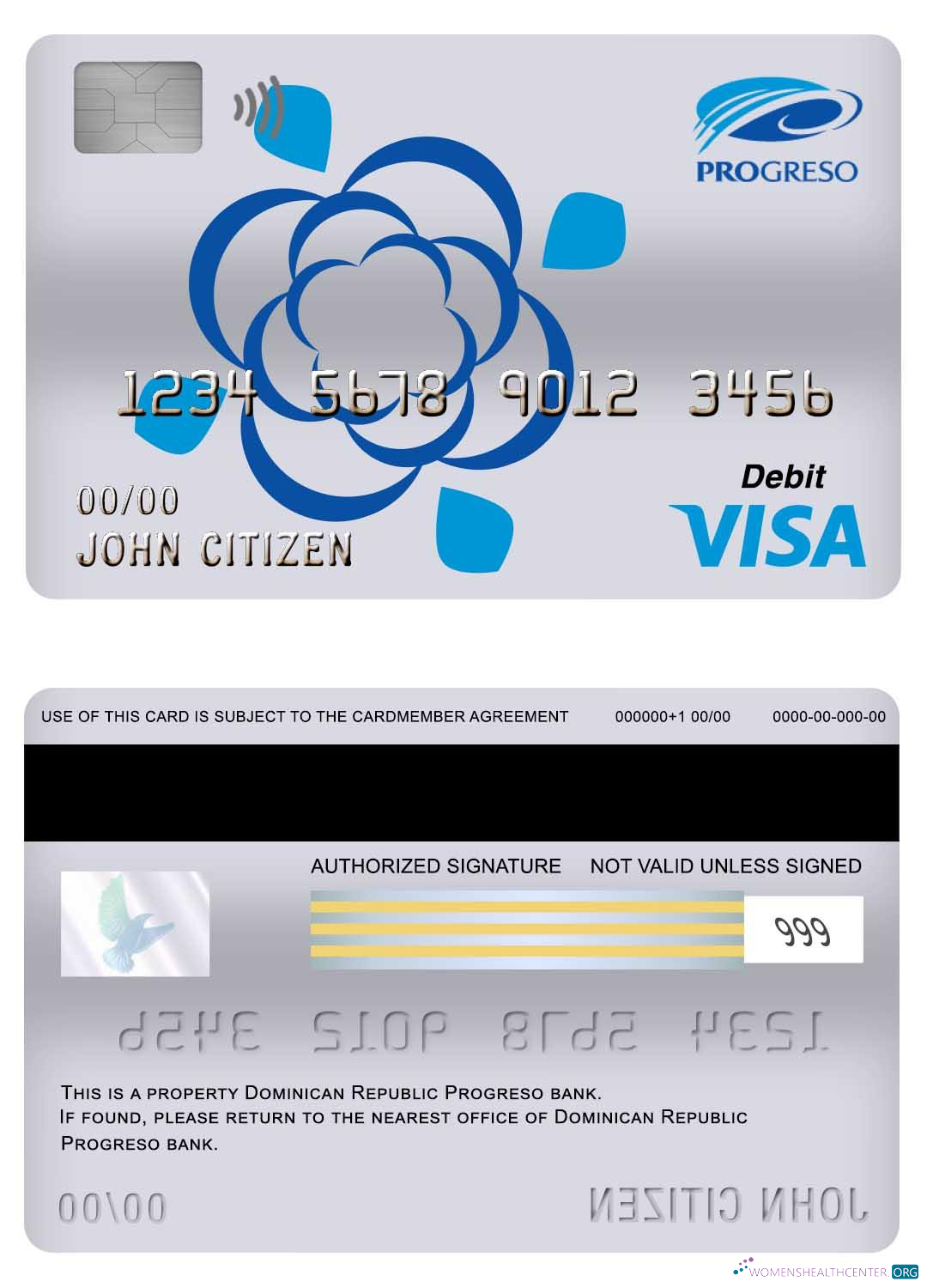Hochwertige Herunterladen Dominikanische Republik Progreso Bank Visa Debit Karte Photoshop Vorlage