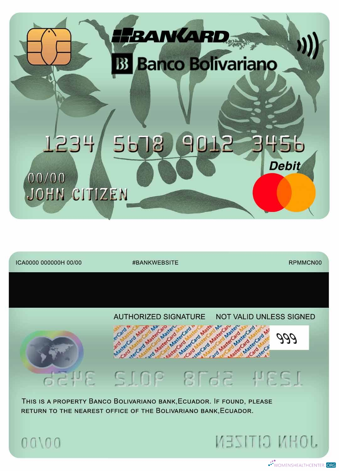 Professionelle Herunterladen Ecuador Banco Bolivariano Mastercard Photoshop Vorlage