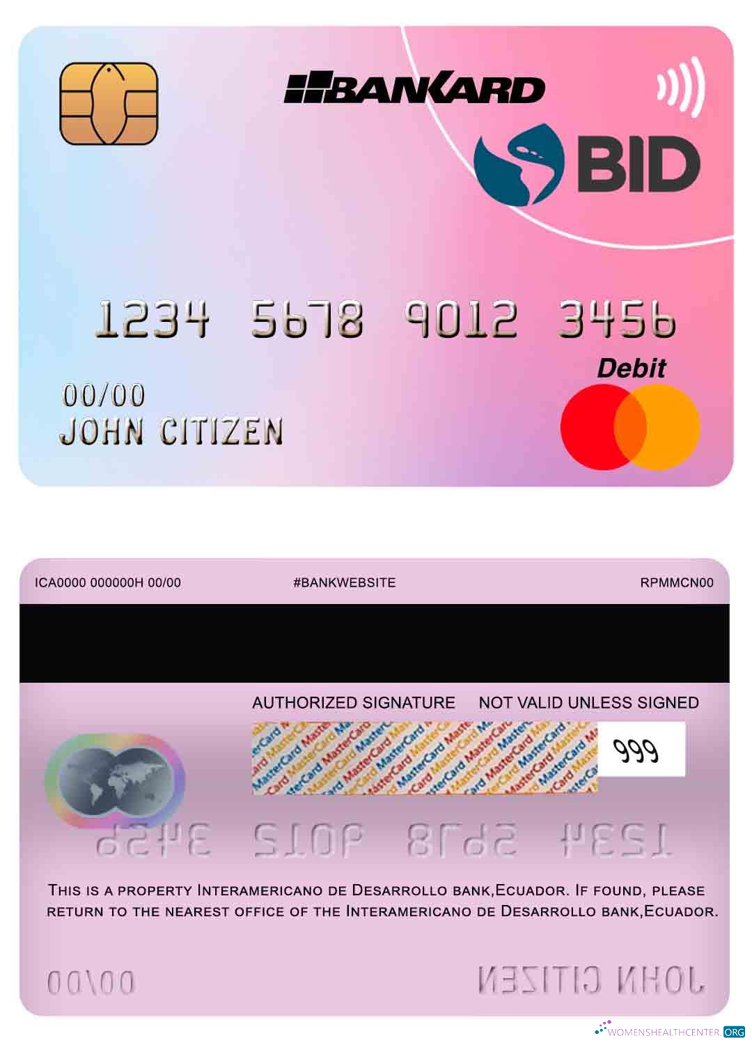 Professionelle Herunterladen Ecuador Banco Interamericano de Desarrollo (BID) Bank Mastercard Photoshop Vorlage