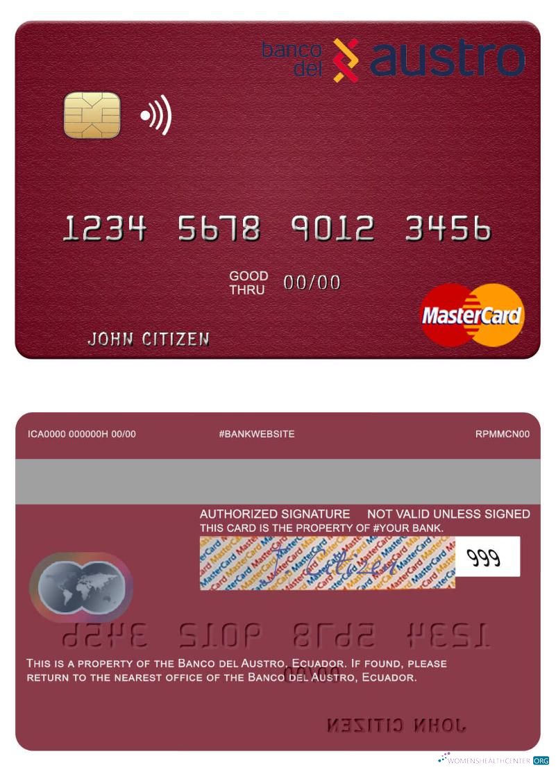 Editierbare Herunterladen Ecuador Banco Del Austro Mastercard Photoshop Vorlage