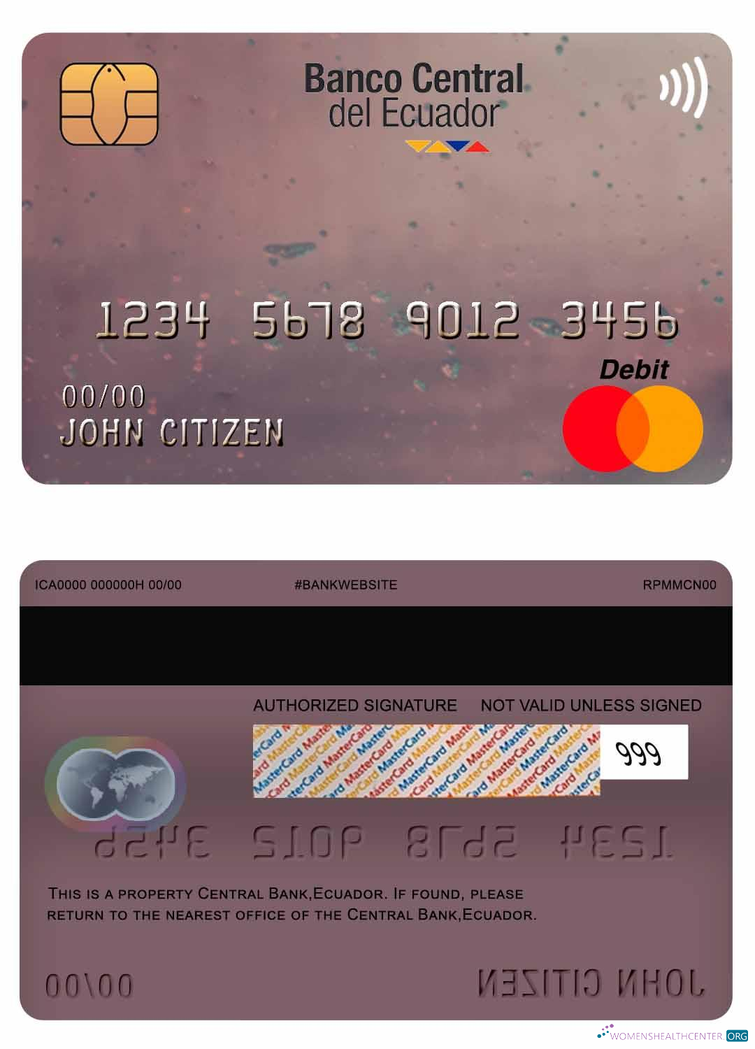 Realistische Herunterladen Ecuador Zentral Bank Mastercard Photoshop Vorlage