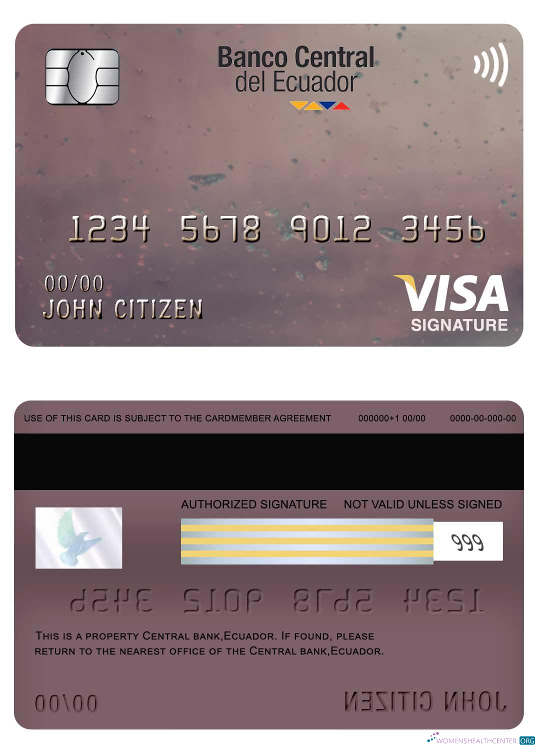 Premium Herunterladen Ecuador Zentral Bank Visa Signature Karte Photoshop Vorlage