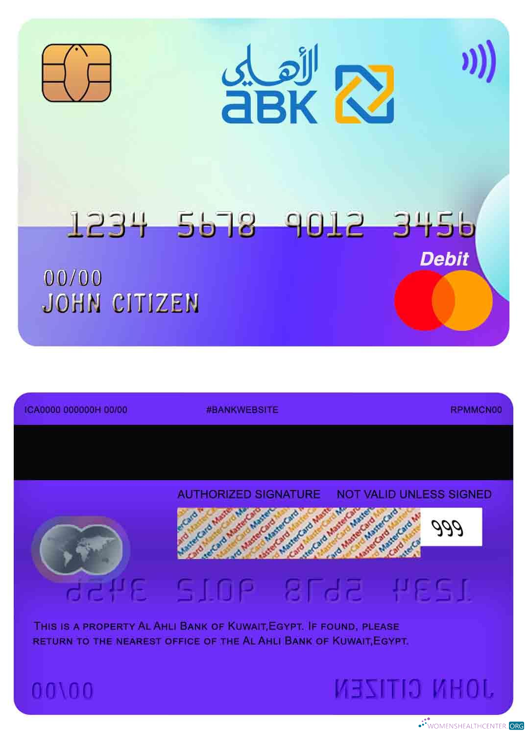 Editierbare Herunterladen Ägypten Al Ahli Bank von Kuwait Mastercard Photoshop Vorlage