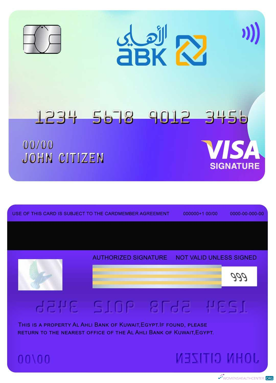 Hochwertige Herunterladen Ägypten Al Ahli Bank von Kuwait Visa Signature Karte Photoshop Vorlage