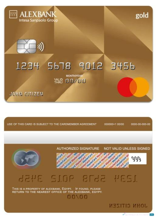 Professionelle Herunterladen Ägypten Alexbank Gold Mastercard Photoshop Vorlage