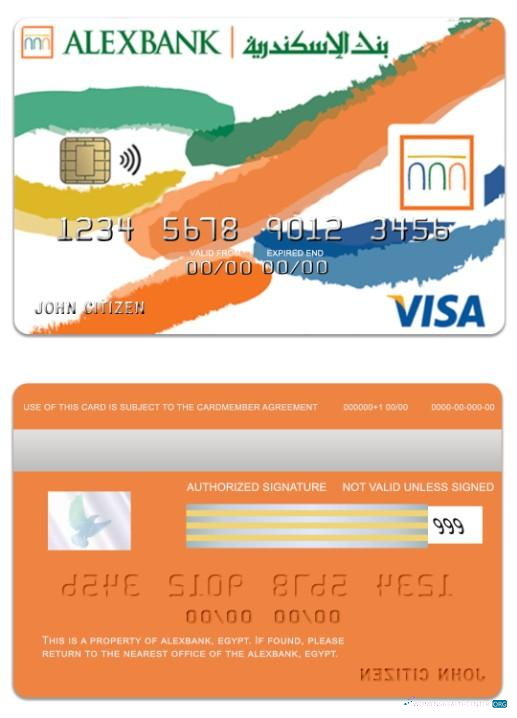 Professionelle Herunterladen Ägypten Alexbank Visa Inspire Kredit Karte Photoshop Vorlage