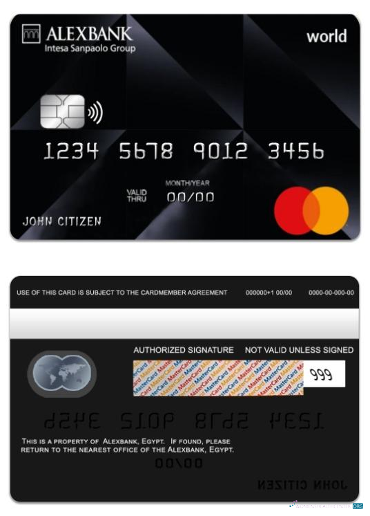 Editierbare Herunterladen Ägypten Alexbank World Mastercard Photoshop Vorlage