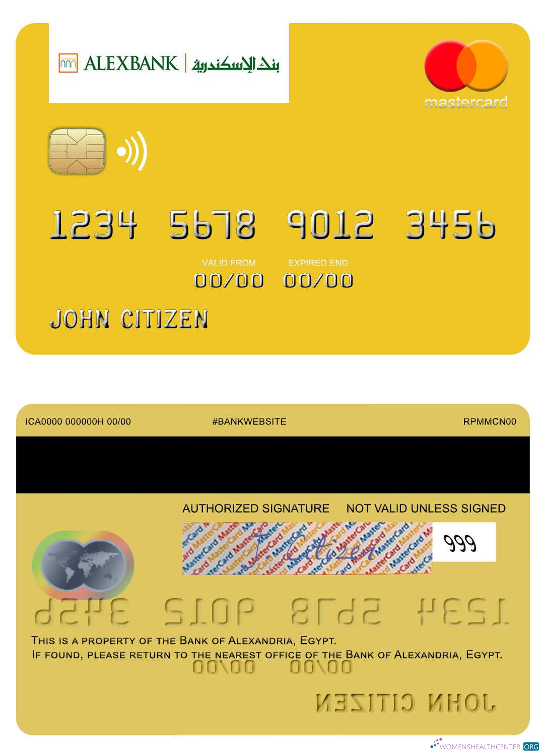 Professionelle Herunterladen Ägypten Bank von Alexandria Mastercard Photoshop Vorlage