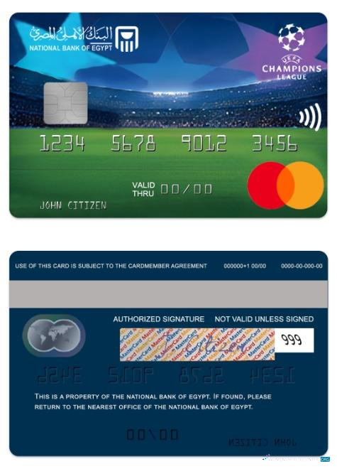 Editierbare Herunterladen Ägypten National Bank von Ägypten UEFA Champions League Mastercard Photoshop Vorlage