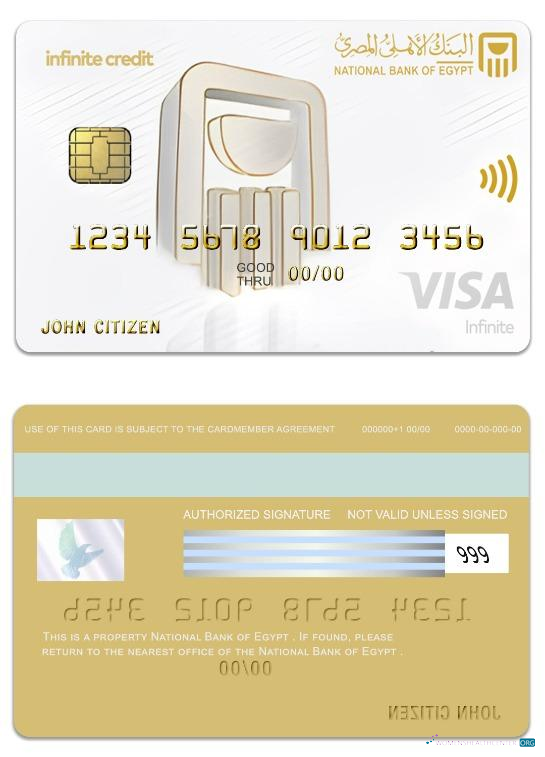 Realistische Herunterladen Ägypten National Bank von Ägypten Visa Infinite Karte Photoshop Vorlage