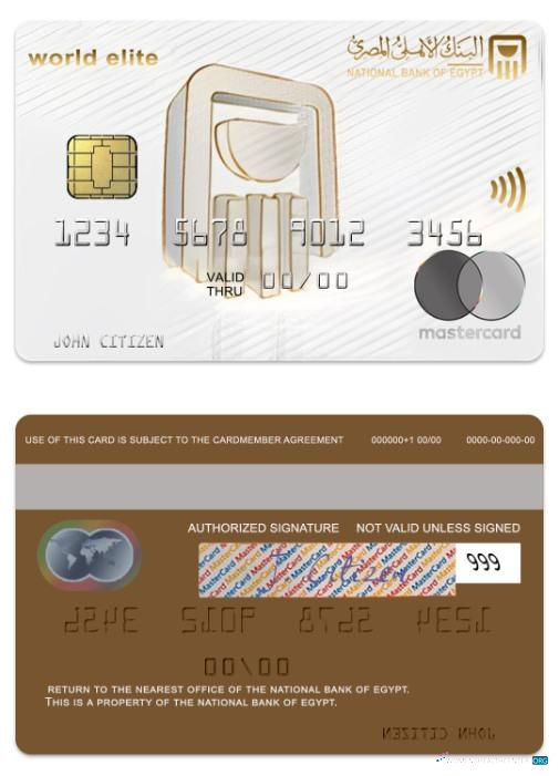 Hochwertige Herunterladen Ägypten National Bank von Ägypten World Elite Mastercard Photoshop Vorlage
