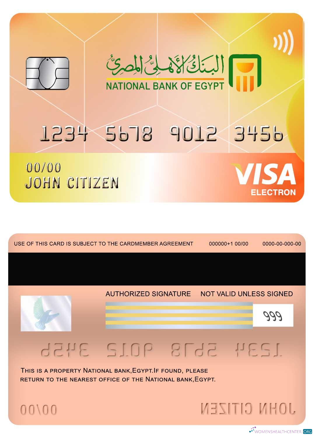 Editierbare Herunterladen Ägypten National Bank Visa Electron Karte Photoshop Vorlage