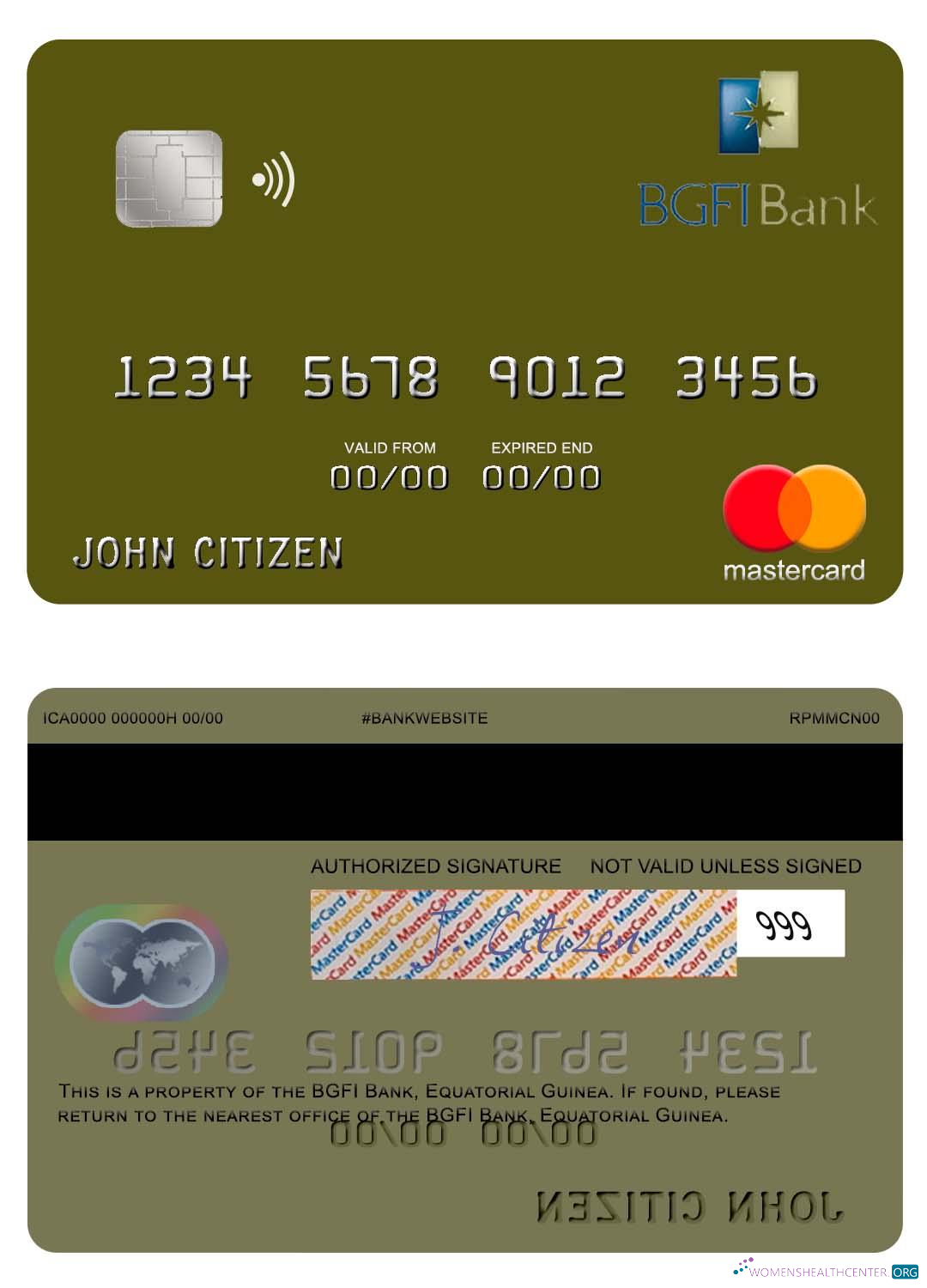 Professionelle Herunterladen Equatorial Guinea BGFI Bank Mastercard Photoshop Vorlage